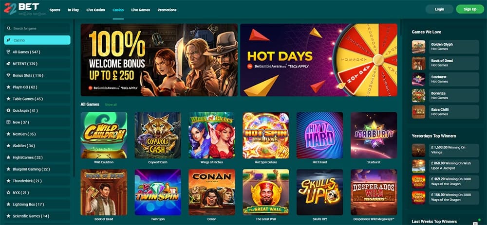 22Bet Casino: κριτική online casino ειδικού από την ομάδα Ίος